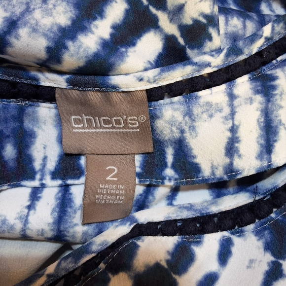 CHICO'S DOT TRIM TIE DYE POPOVER TOP - Picture 8 of 12